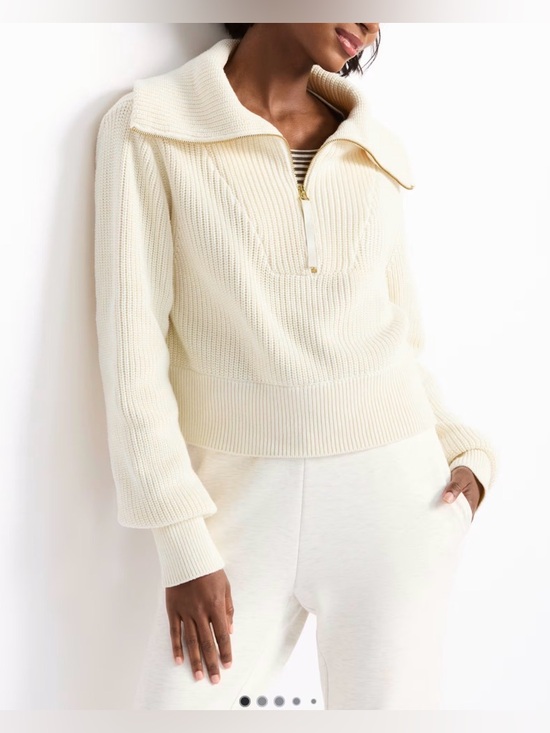 Varley Sweaters - Varley Mentone Half-Zip Knit Pullover in Egret